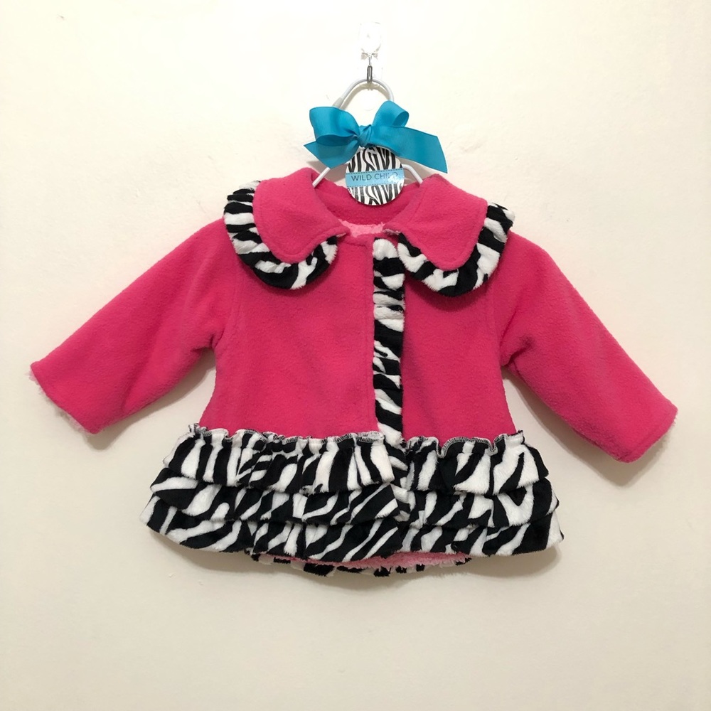 NWT Mudpie Zebra Coat Colorful Animal Print Soft Artsy Fun